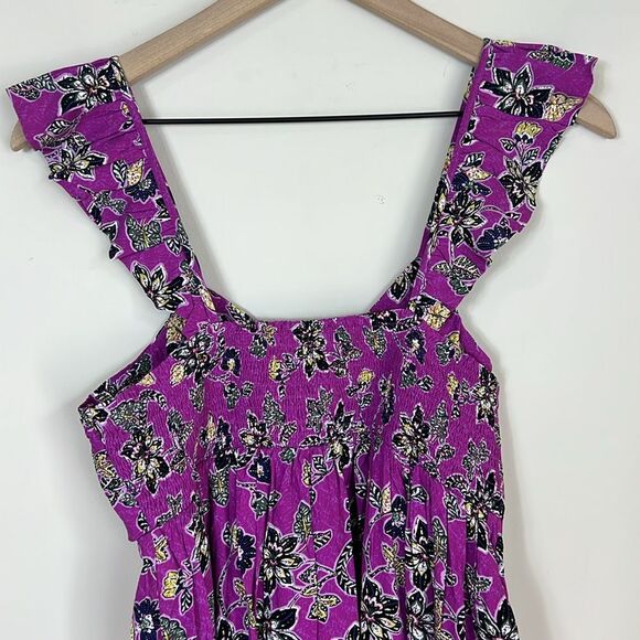 NWT Ann Taylor Loft Ruffle Midi Halter Dress Purple Floral Size 4 - Picture 7 of 12